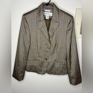 Rena Rowan Taupe Striped Blazer size 12, stretch